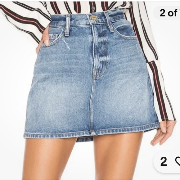 FRAME Denim REVOLVE Le Mini High-Waist Faded Denim Skirt In Majorelle Size 25 - Picture 1 of 6